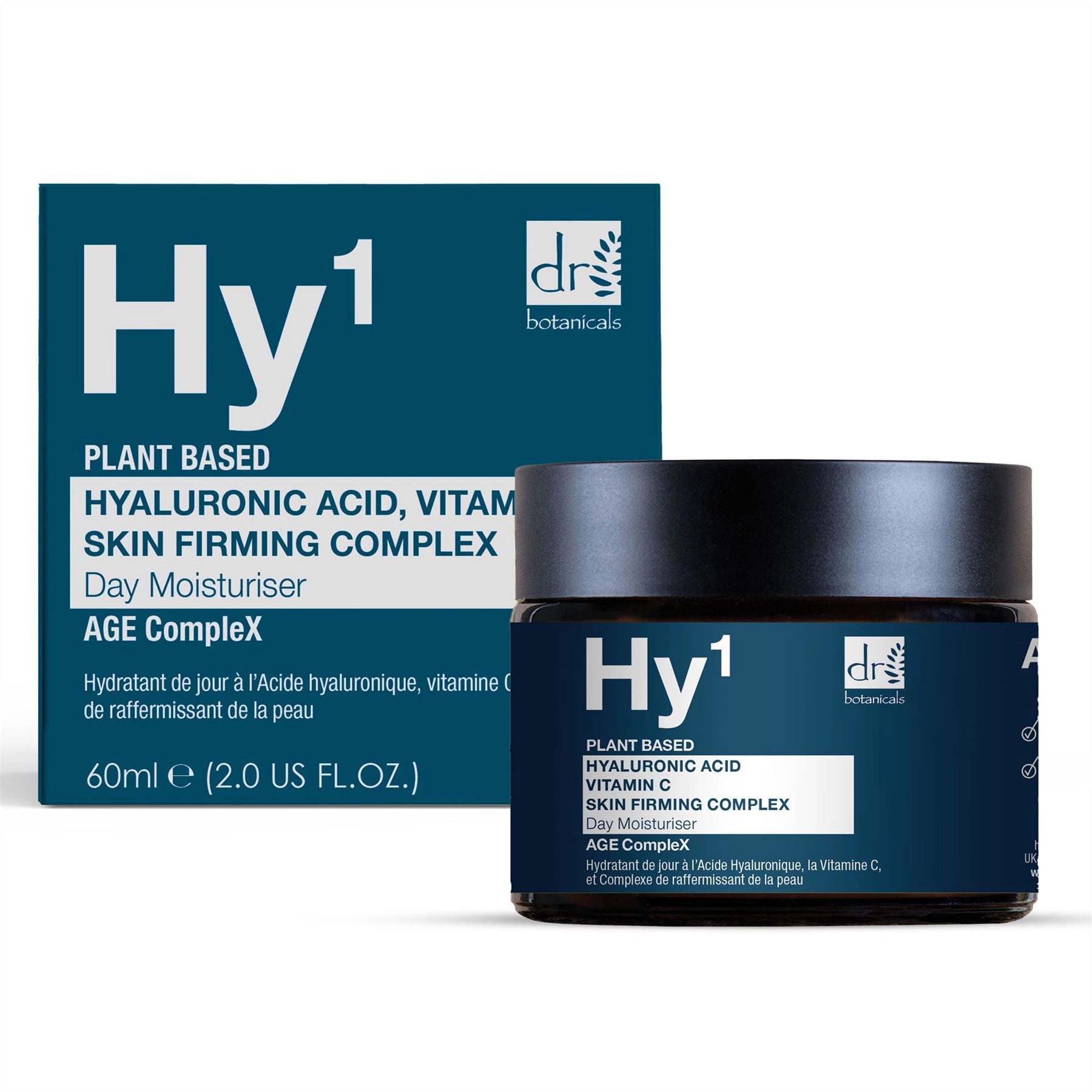 Dr Botanicals Hyaluronic Acid 1% & Vitamin C 1% Day Moisturiser 60ml - Hydrating, Brightening, Anti-Ageing