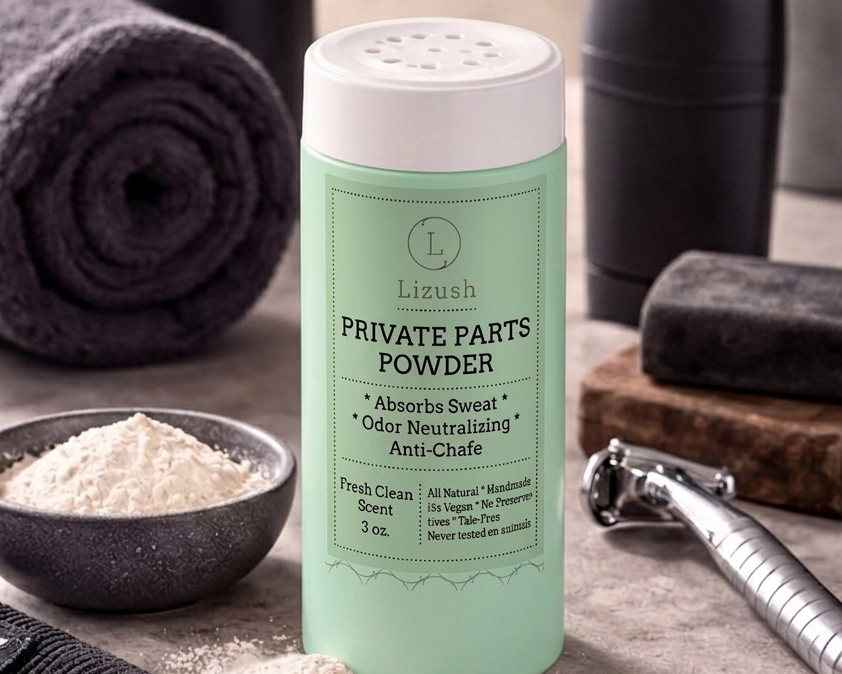 Lizush Talc-Free Intimate Body Powder for Men and Women - Anti-Chafing, Moisture Absorbing, Odor Control, Lavender Scent