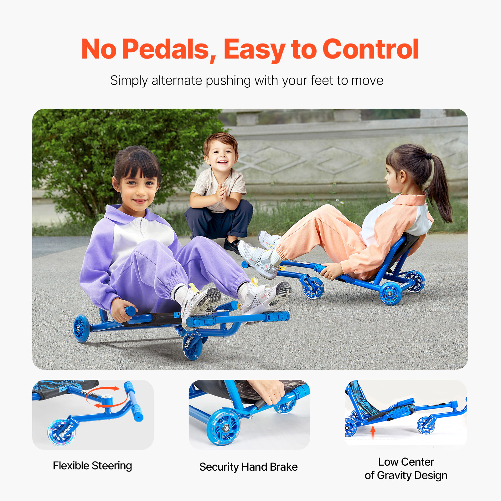 HONGGE Ride on Scooter Load Capacity of 132 lbs Swing Side-to-Side for Amazing Ride Powered by Zig-Zag Motion Ride on