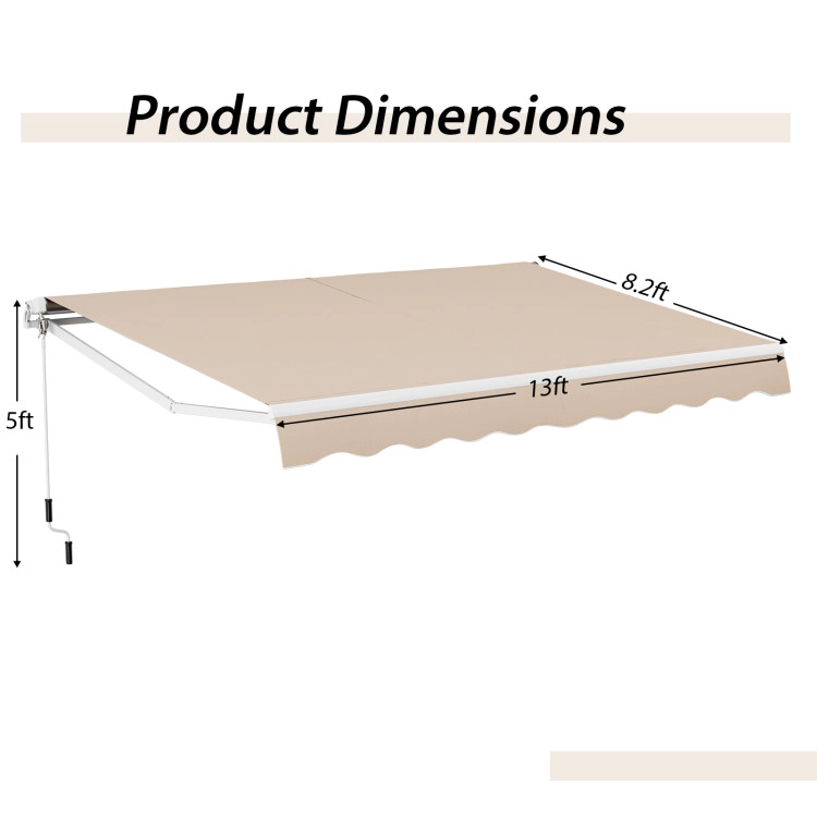 Hivvago 13 × 8 Feet Retractable Patio Awning Aluminum Deck Sunshade