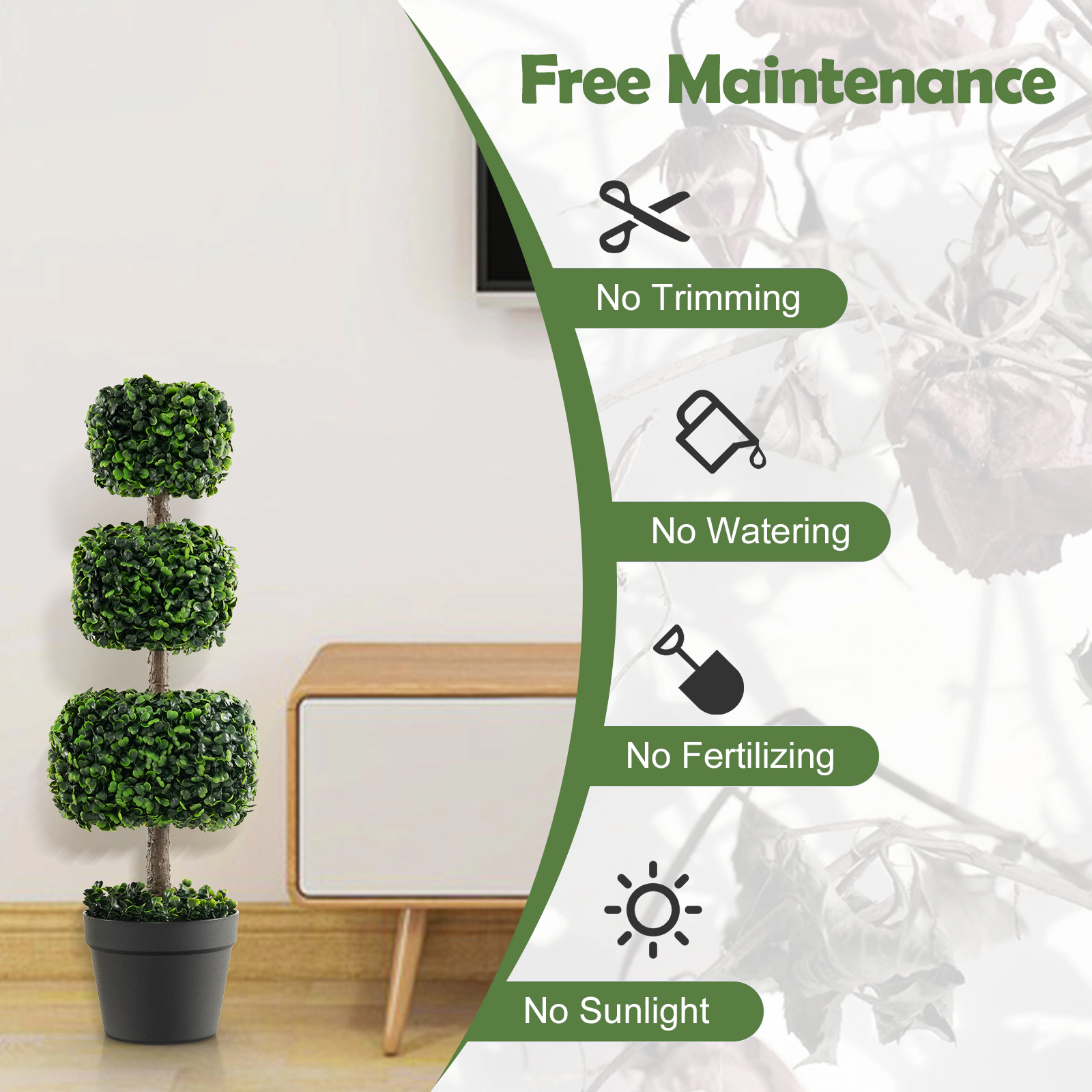 Slickblue 30 in Faux Boxwood Topiary Tree for Porch Entryway Home Decor