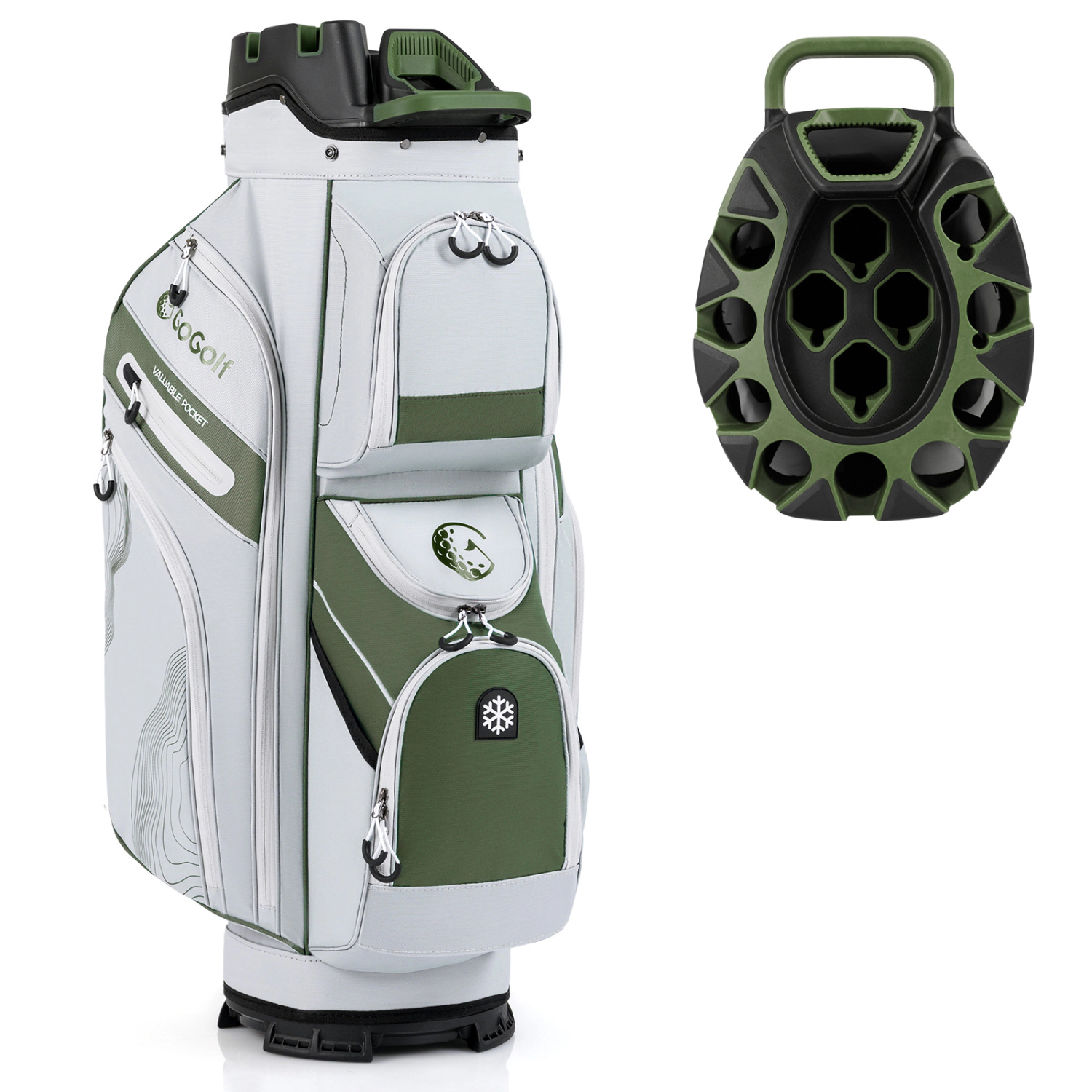 LJG Molded Lock Top Golf Cart Bag with 14-Way Full Length Dividers and 11 Pockets
