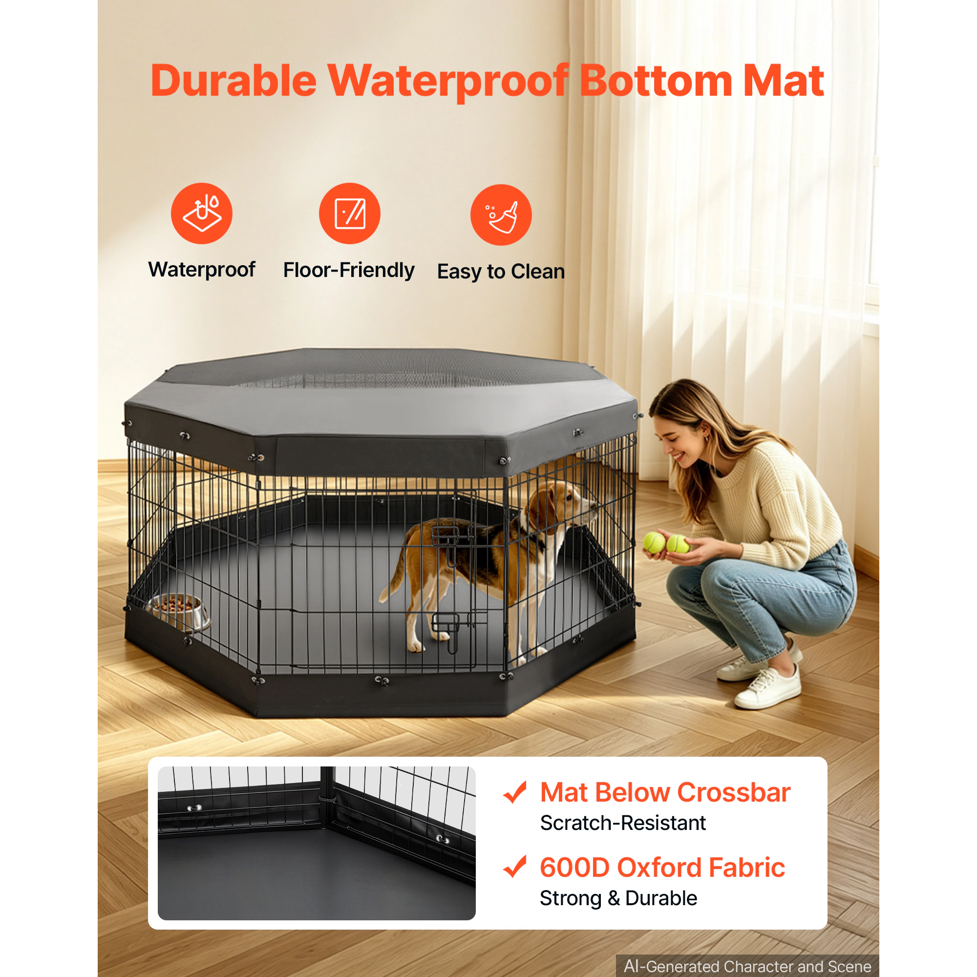 HONGGE Heavy Duty 8 Panel Dog Playpen with Door, Foldable Metal Pet Fence for Dogs, Cats, and Small Animals