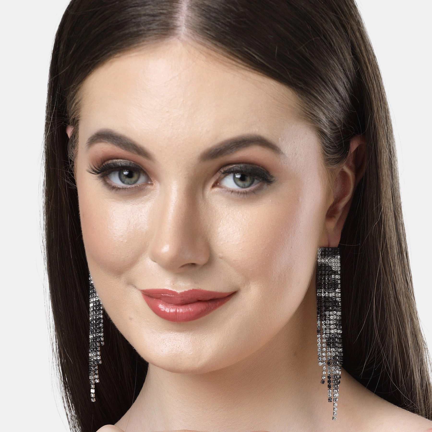 AGP PARIS Womens Diva Collection Long Fringe Chandelier Drop Earrings