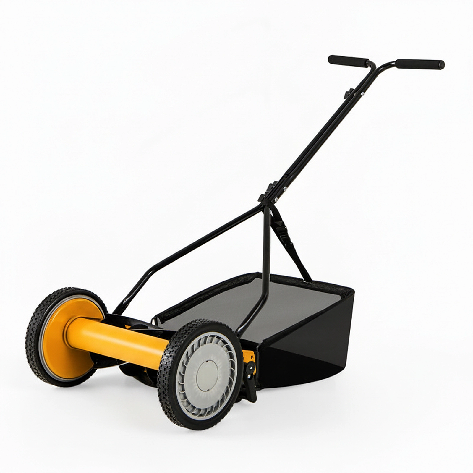 SUGIFT Manual Push Lawn Mower with 5 Steel Blades 14-in Cutting Width Grass Catcher Bag Orange