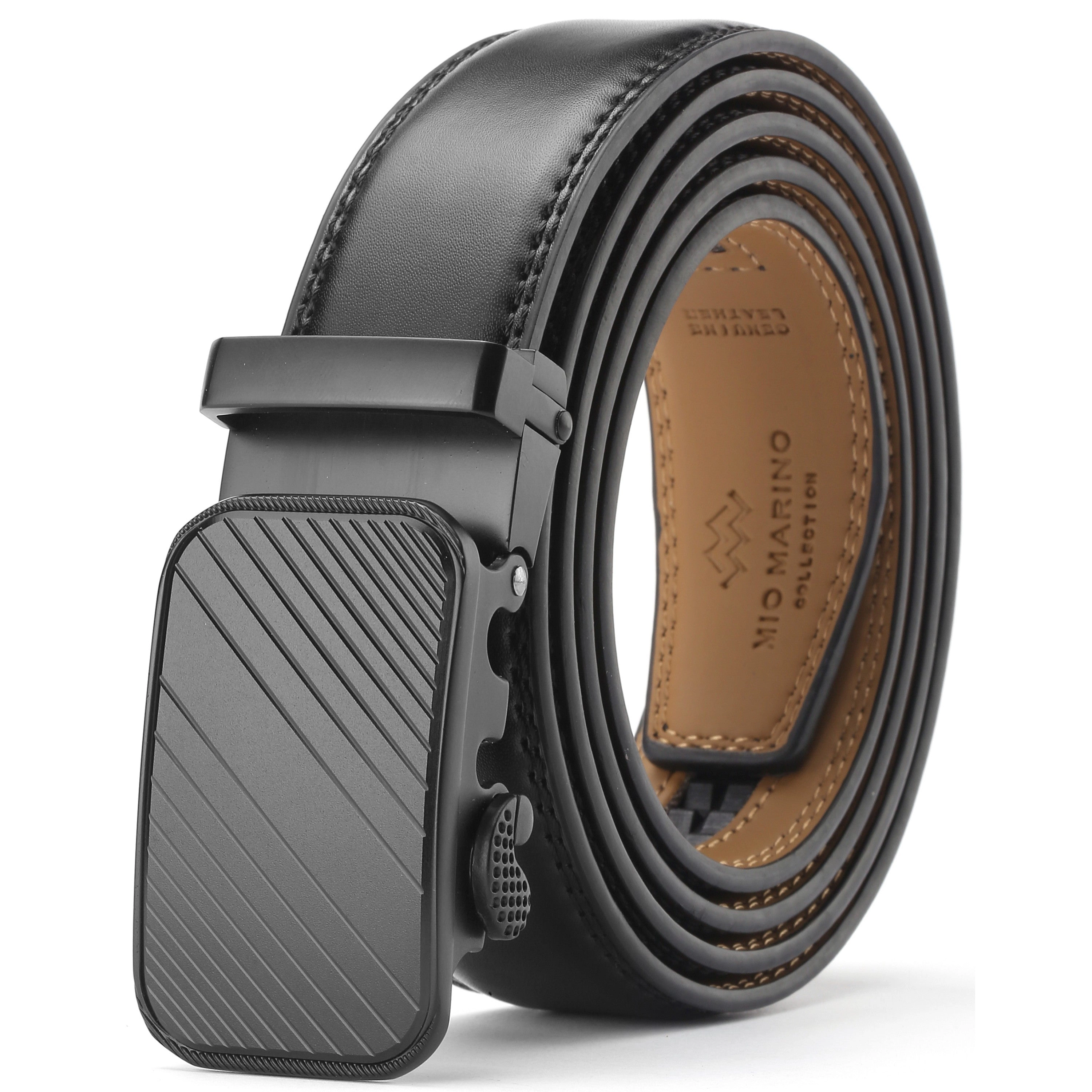 Mio Marino Mens Classic Adjustable Ratchet Leather Dress Belt