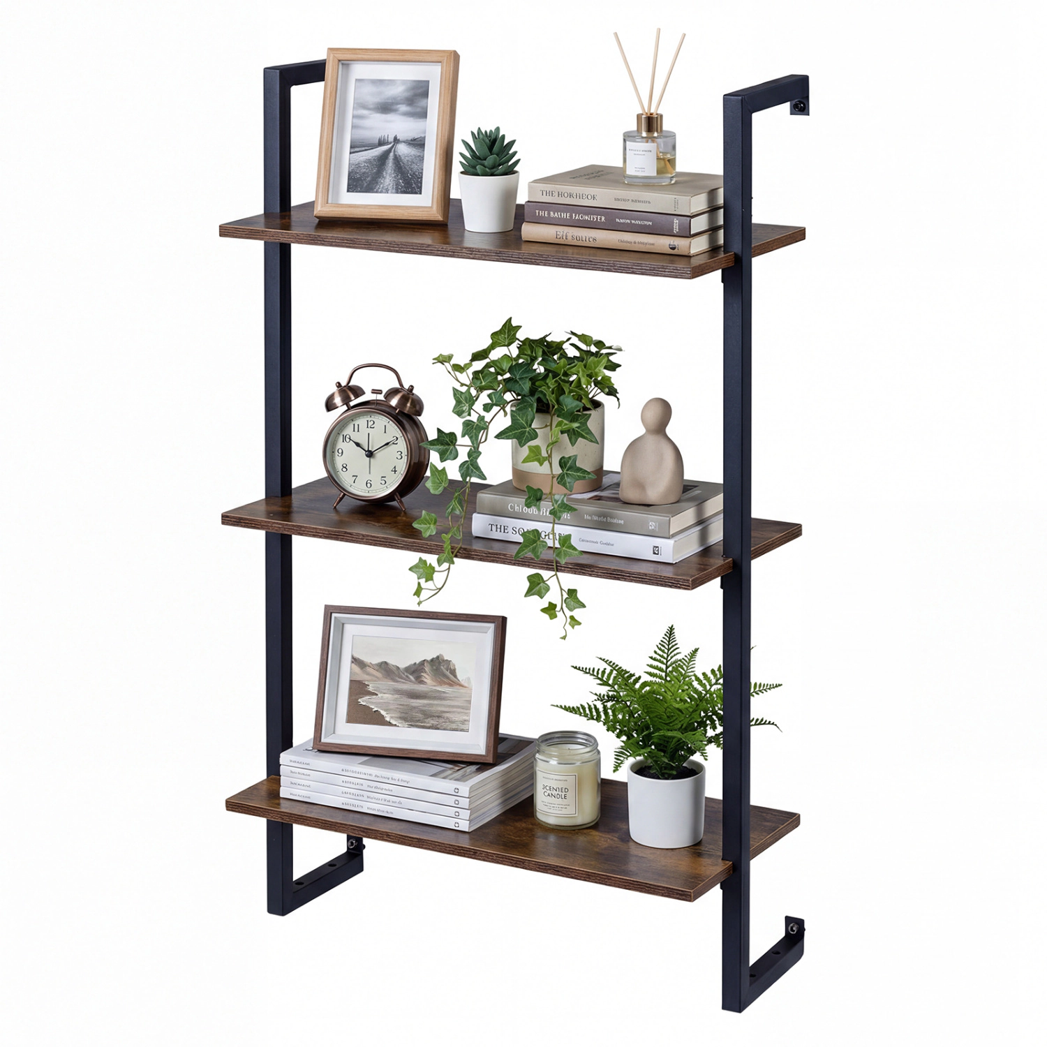 LJG 3-Tier Floating Modern Kitchen Shelf for Living Room Home Office and Bathroom