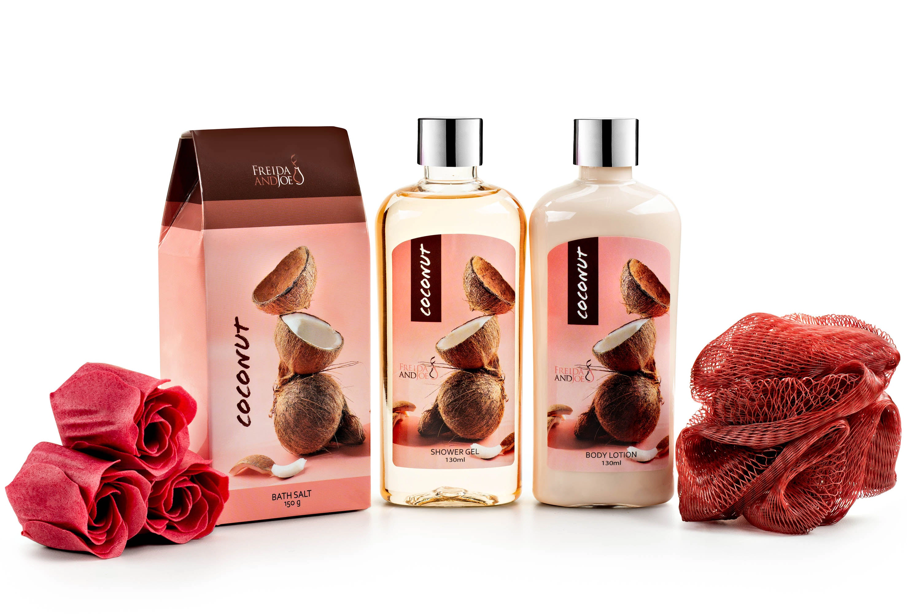 Freida and Joe Women 6-piece Coconut Bath & Body Set Wicker Basket Valentine's Gift