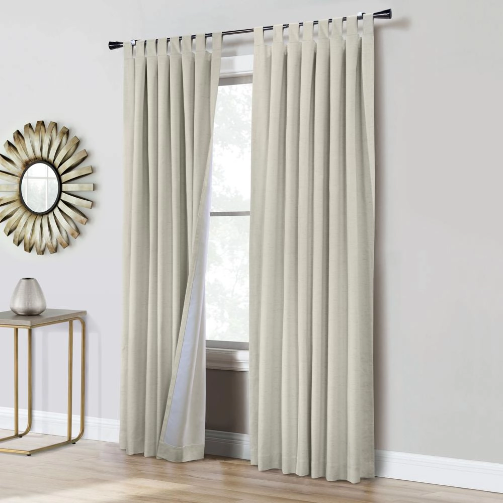 Thermaplus Ventura Blackout Window Treatment Tab Top Curtain Panel for Bedroom Livingroom 52" x 95" Natural