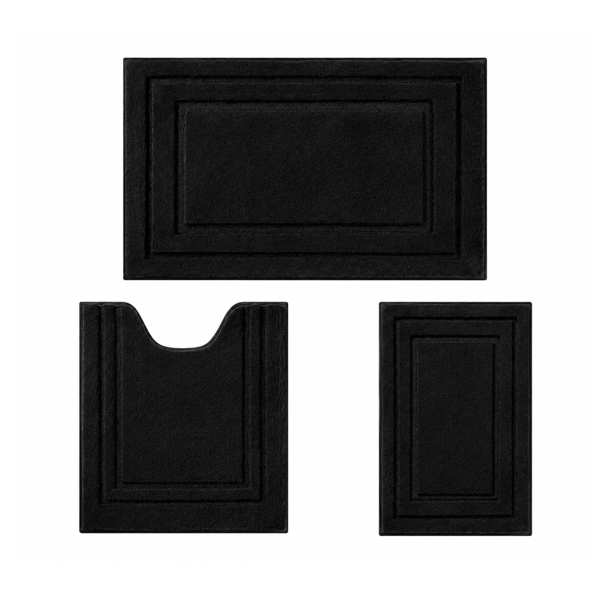 Stock Preferred Pack of 3 Absorbent Plush Microfiber Non Slip Bathroom Rug Set