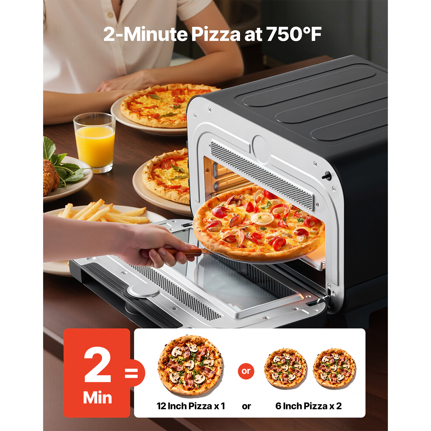 HONGGE Electric Pizza Oven Countertop Maker Stone Indoor Cooker