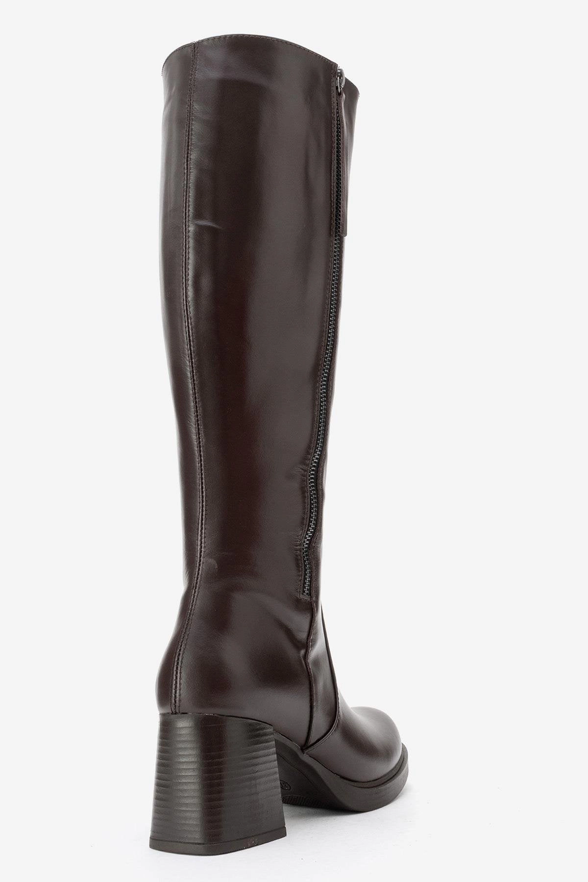 Forever & Always Womens Lensa Leather Block Heel Boot