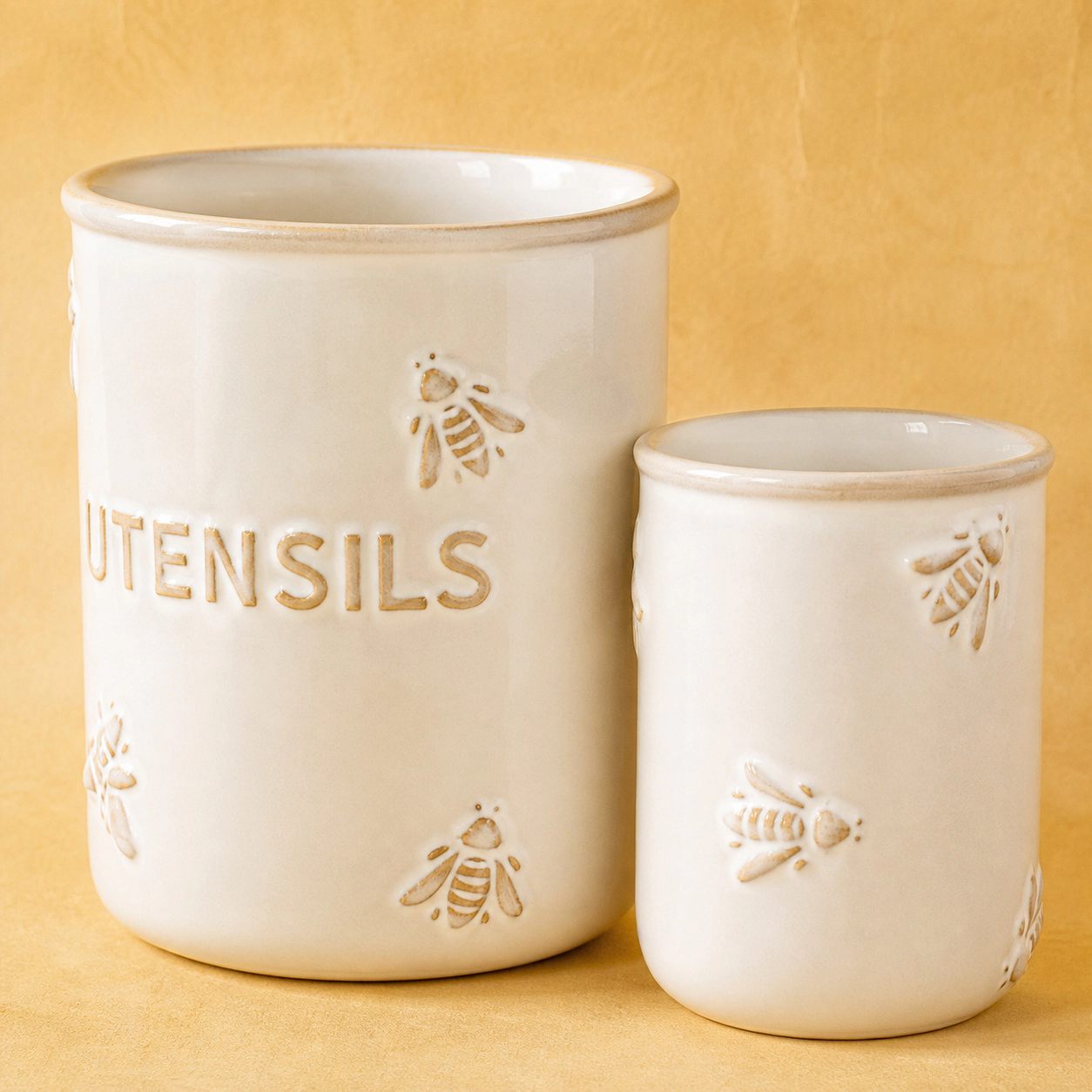 WZK Set of 2 Ceramic Farmhouse Kitchen Utensil Holder