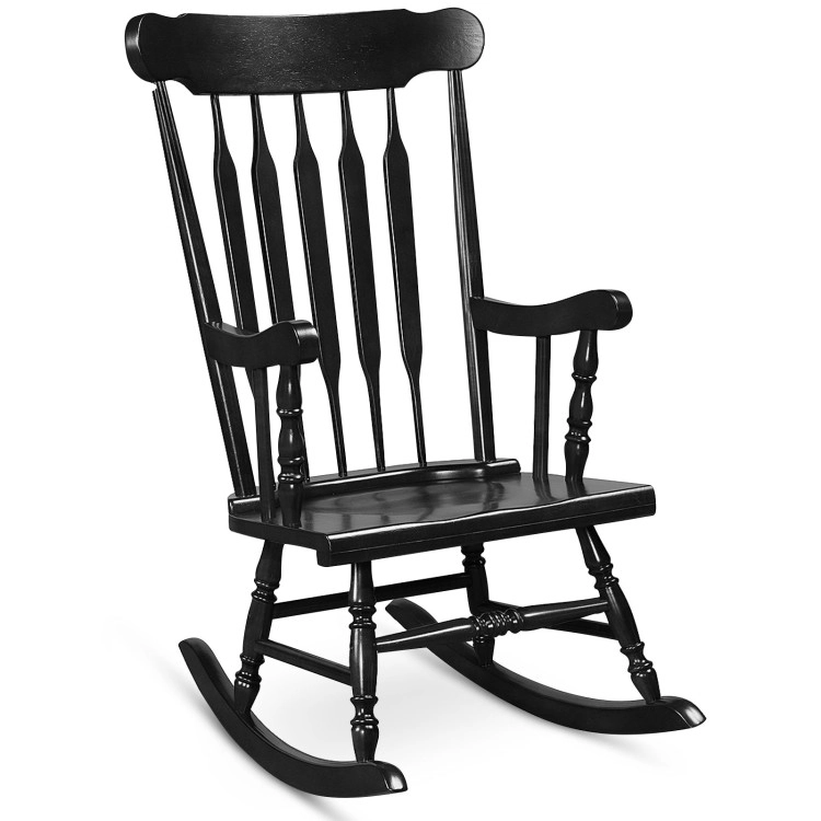 Hivvago Rocking Chair With Solid Wooden Frame For Garden And Patio