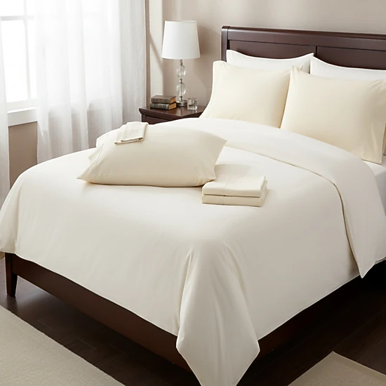 Castle Hill Premium Lightweight 440 Thread Count Cotton Sateen 4 Pieces Sheet Set King Ivory