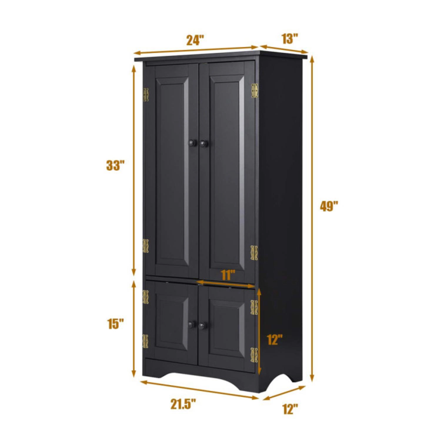 Hivvago Accent Floor Storage Cabinet With Adjustable Shelves And Antique 2-Door