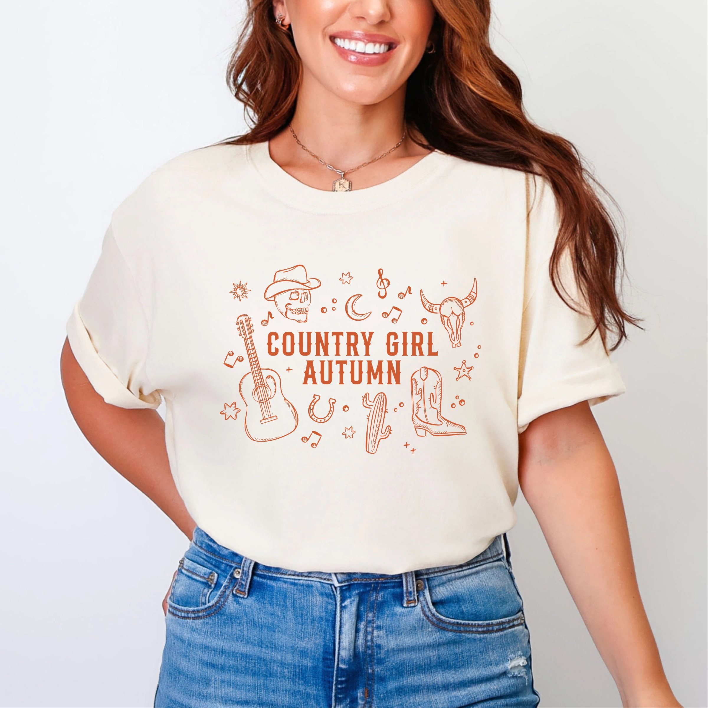 Simply Sage Market - Women's Garment Dyed Graphic T-Shirt Country Girl Autumn