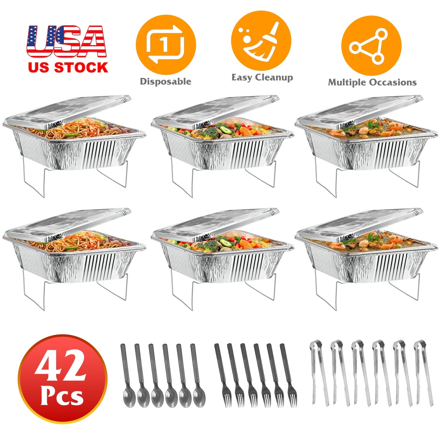 GBruno 42-Piece Disposable Chafing Dish Buffet Set