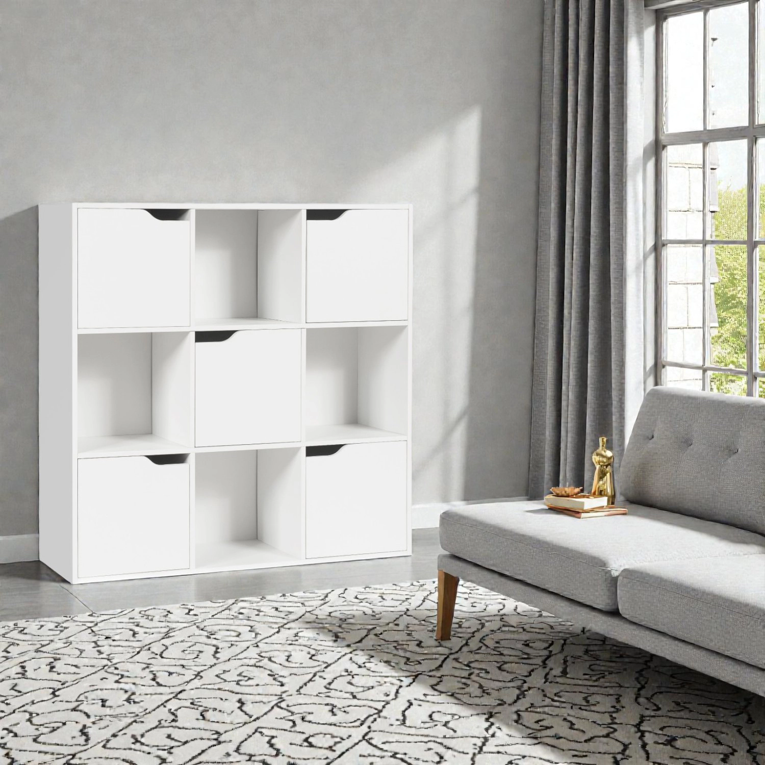 Hivvago 9-Cube Modular Bookcase Organizer with Open Display Design