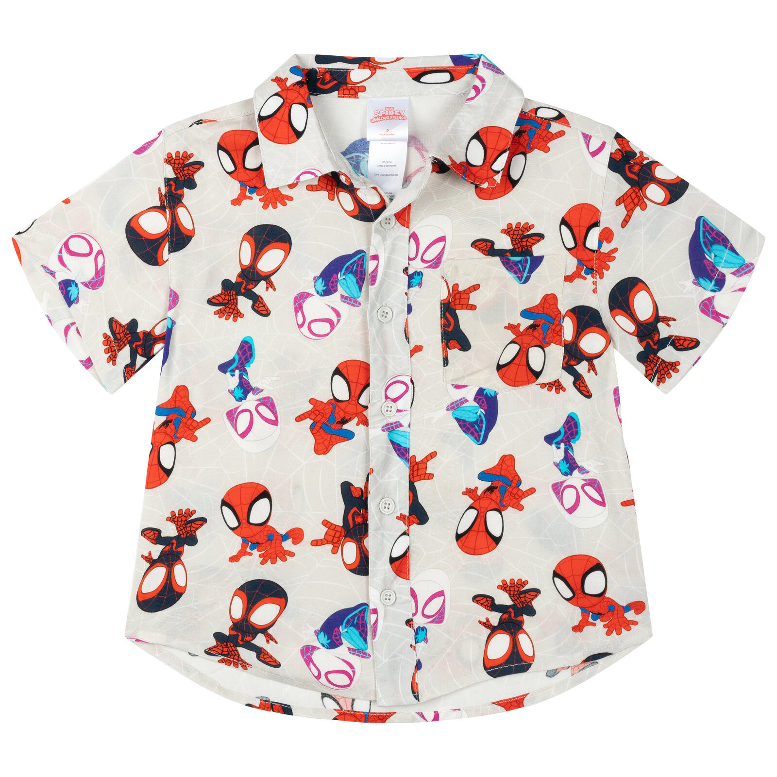 Marvel Spidey and His Amazing Friends Boys' Short Sleeve Button Down Shirt