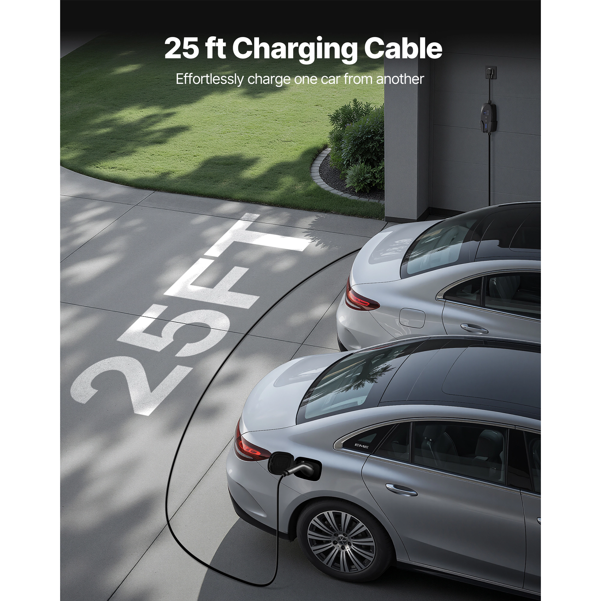 HONGGE Level 2 EV Charger Adjustable Current 240V Electric Vehicle Portable Charger with 25 ft Charging Cable NEMA