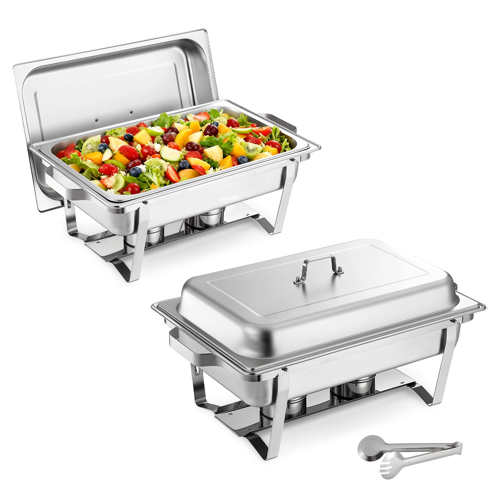 HONGGE Rectangle Chafing Dish 9 Qt Stainless Steel Chafing Dish Food Warmer Chafer Complete Set with Hollow Handle Food