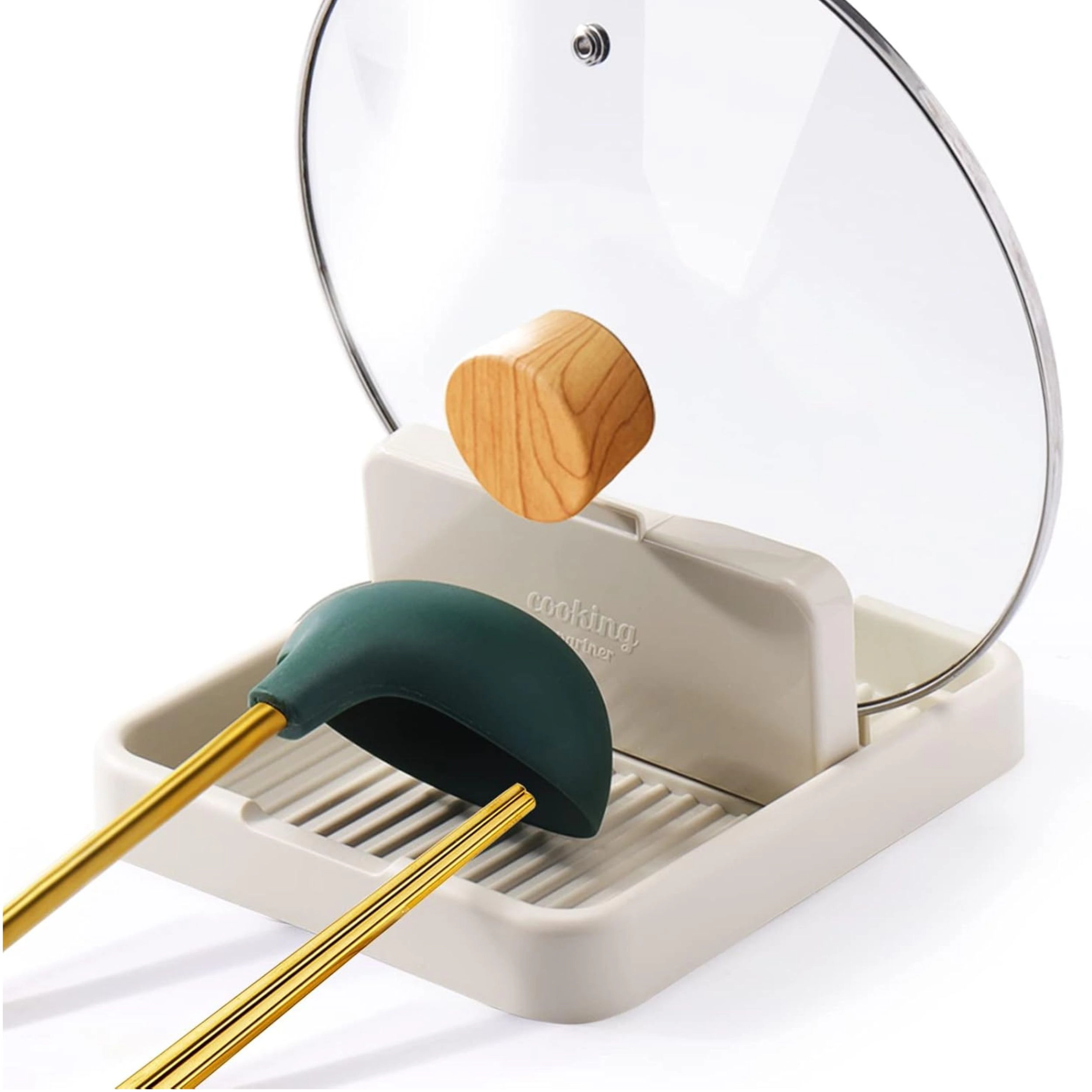 Stock Preferred Heat Resistant Plastic Spoon Rest with Lid Holder for Stove Top Kitchen Utensils