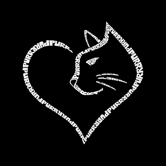LA Pop Art Cat Heart - Women's Word Art Hooded Sweatshirt