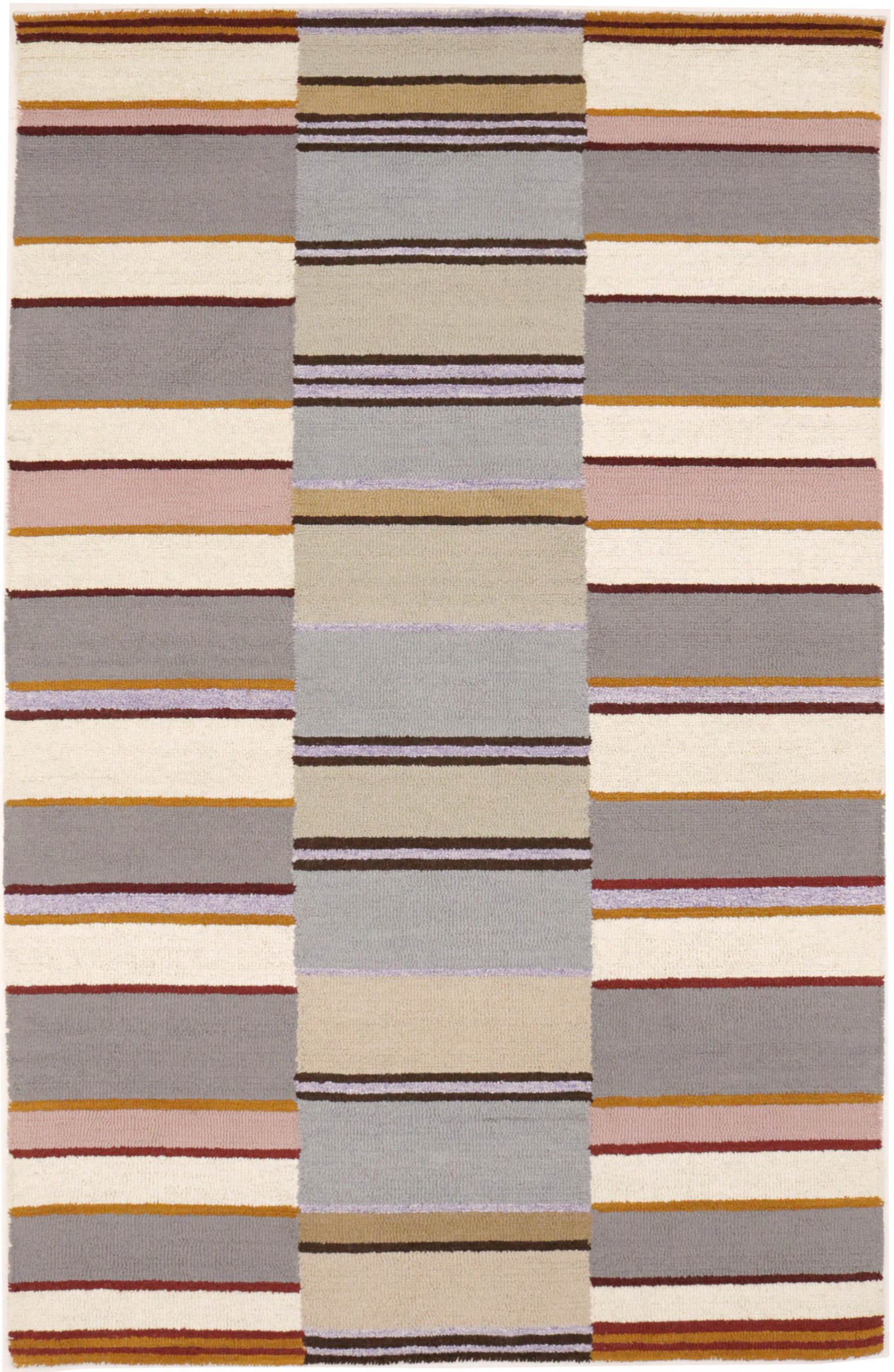 Magic Rugs 5'0 X 8'0 Stripes Hand-Tufted Multicolored Modern Wool Rug