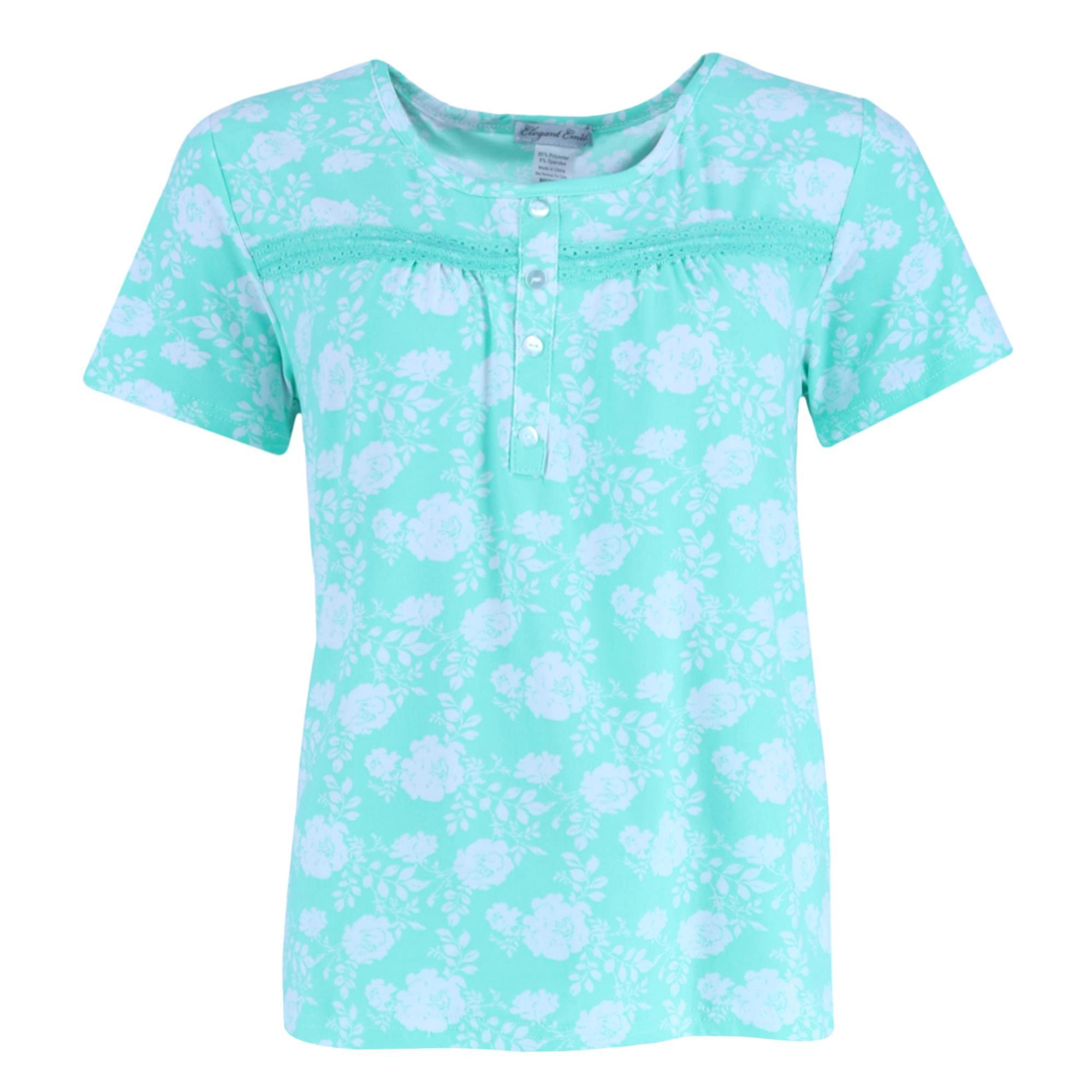 Elegant Emily Women's Plus Mint Floral Capri Set