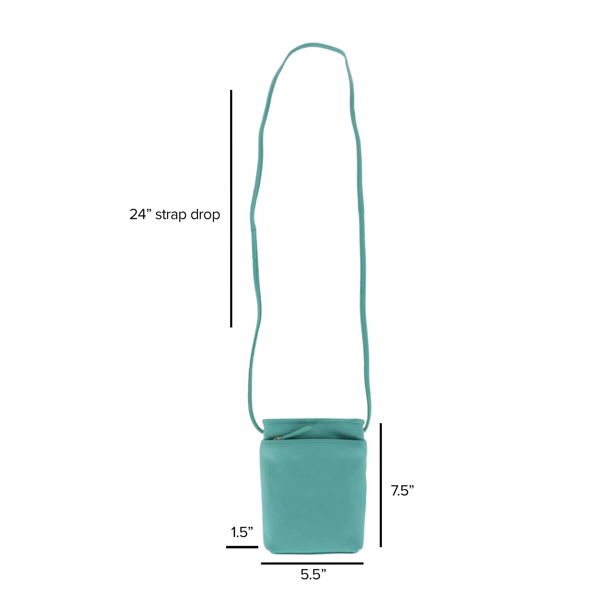 CTM® Women's Pebbled Grain Leather Open Top Mini Crossbody Bag