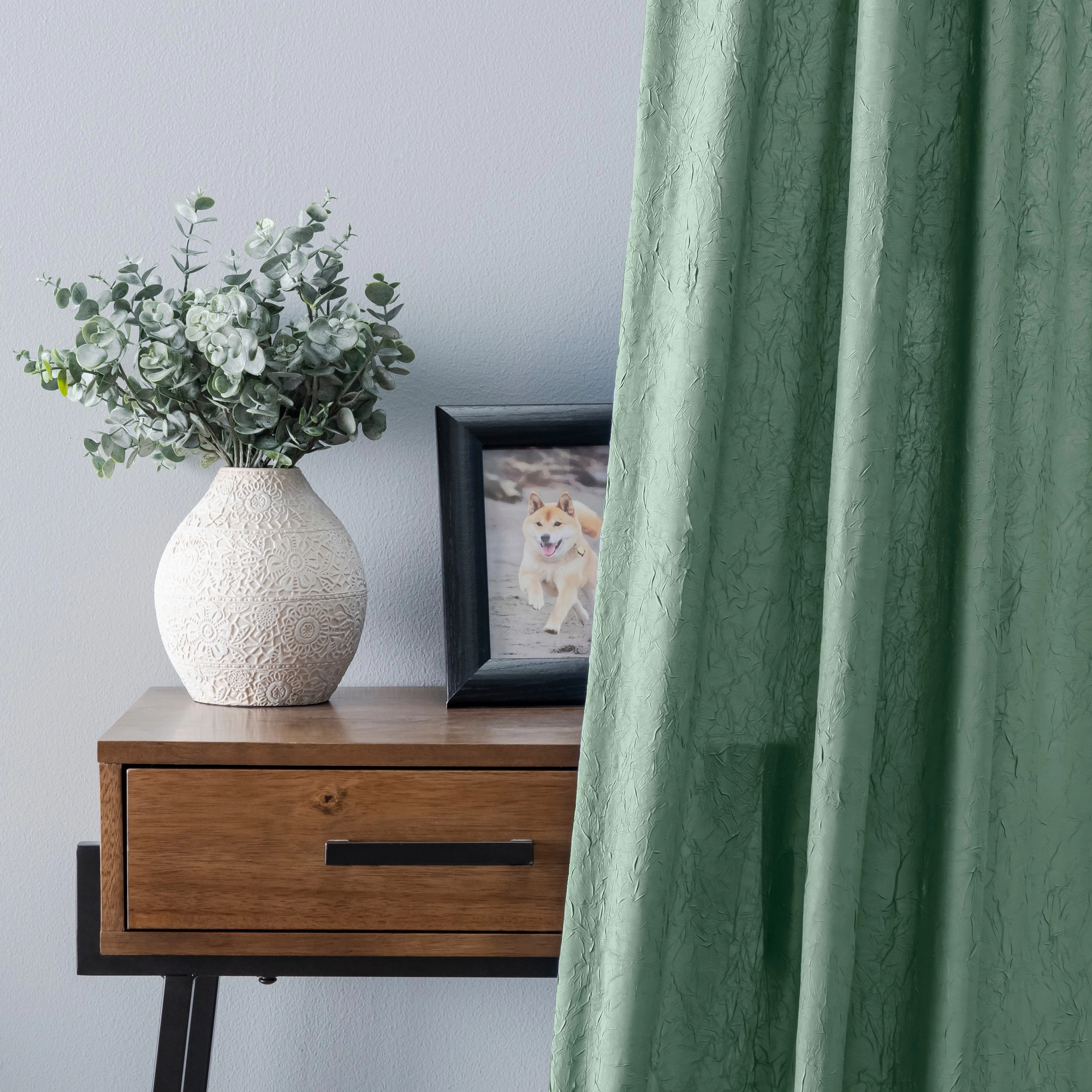 Ellis Curtain Portland Crushed Taffeta Rod Pocket Tailored Panel - 48"x63", Spa