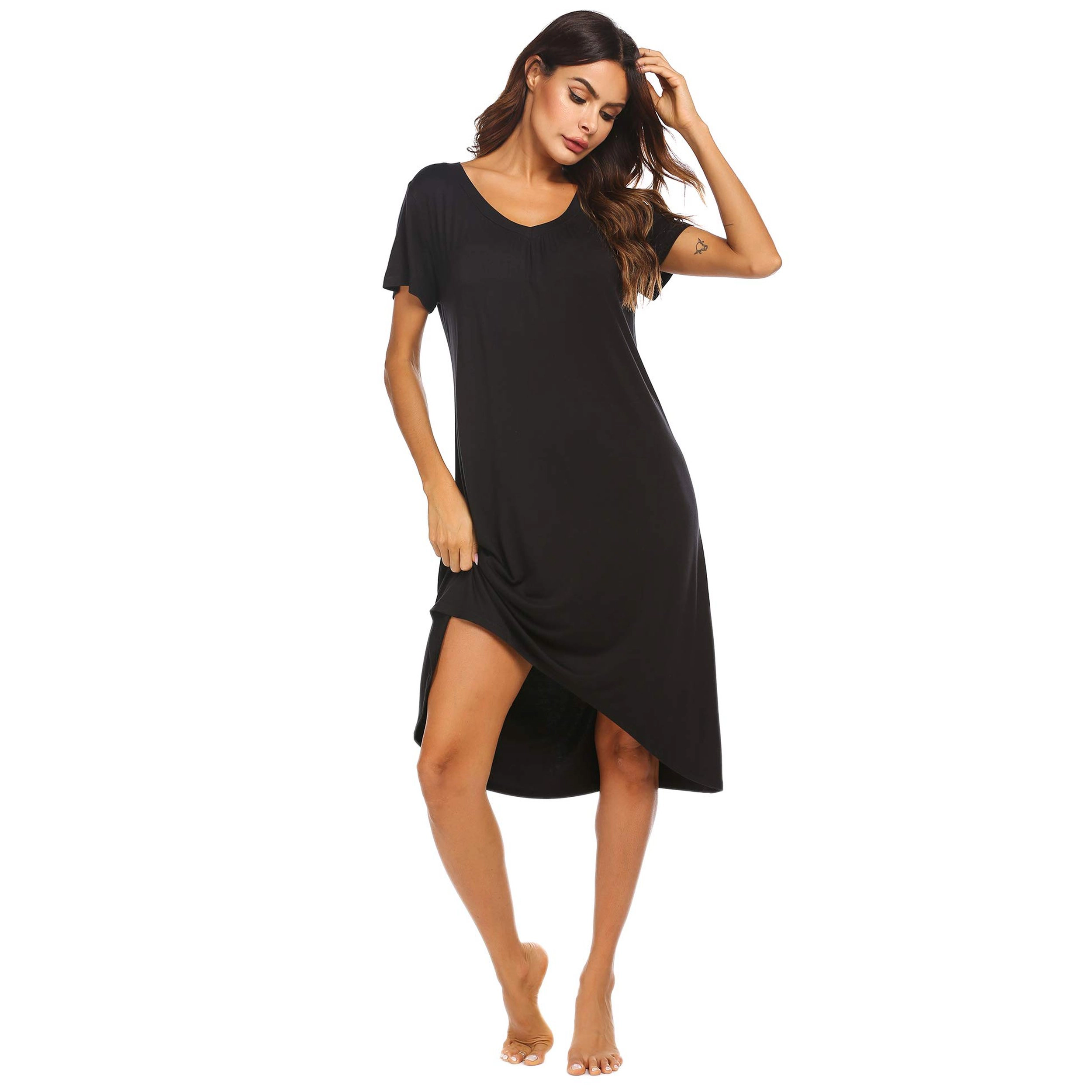 Ekouaer Nightgowns Womens Short Sleeve Sleepwear Comfy Loungewear Plus Night Shirt
