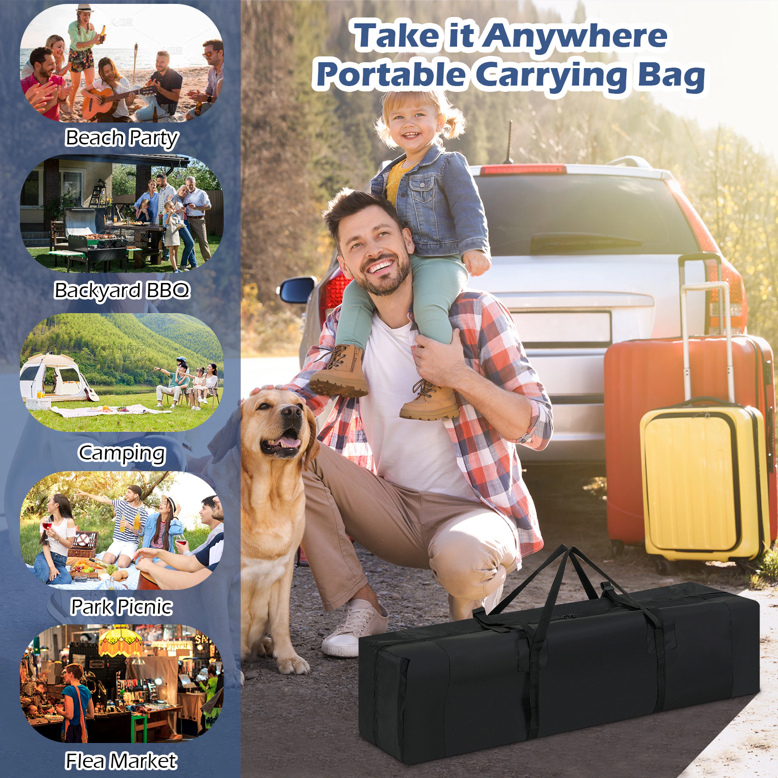 LJG 10 x 10 Feet Pop up Canopy Tent with Portable Carrying Bag and 8 Stakes