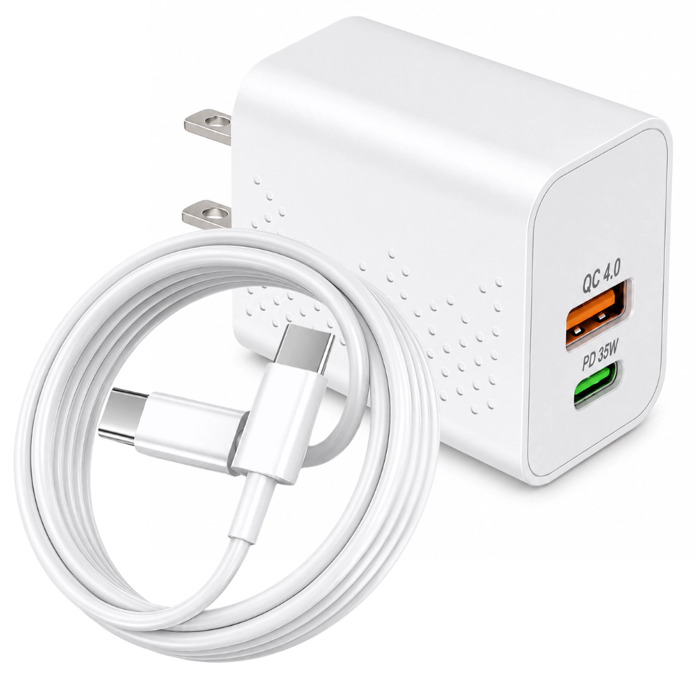 Qixxronics Fast USB-C Charger 35W with 3FT Type-C Cable for iPhone 17/16/16 Pro/15/15 Pro Max, iPad Pro/Air/Mini