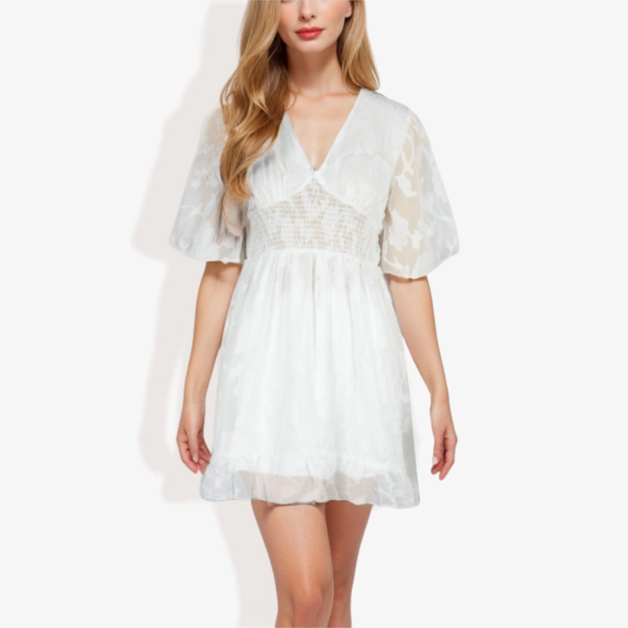 Anna-Kaci Women's V-Neck Short Sleeve Lace Mini Dress