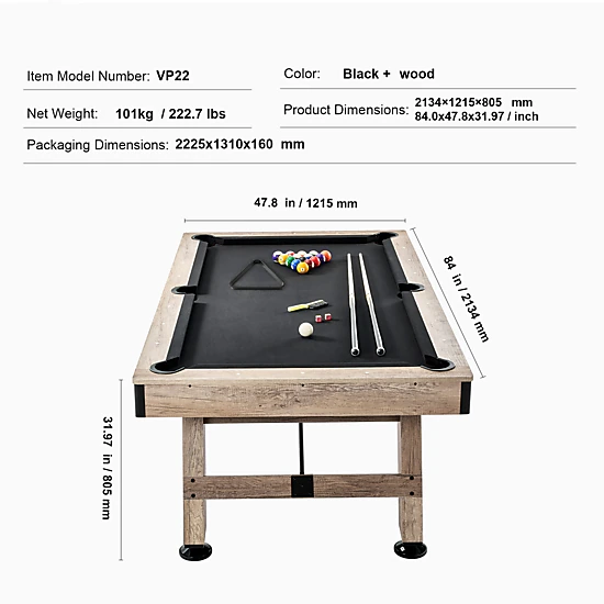 HONGGE Billiards Table Pool Table Set Includes with Cloth for Family Game Room