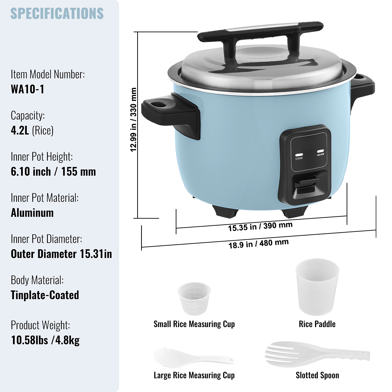 HONGGE Commercial Rice Cooker Rice Cooker / Large Rice Cooker and Warmer with Nonstick Inner Pot Fast Cooking and