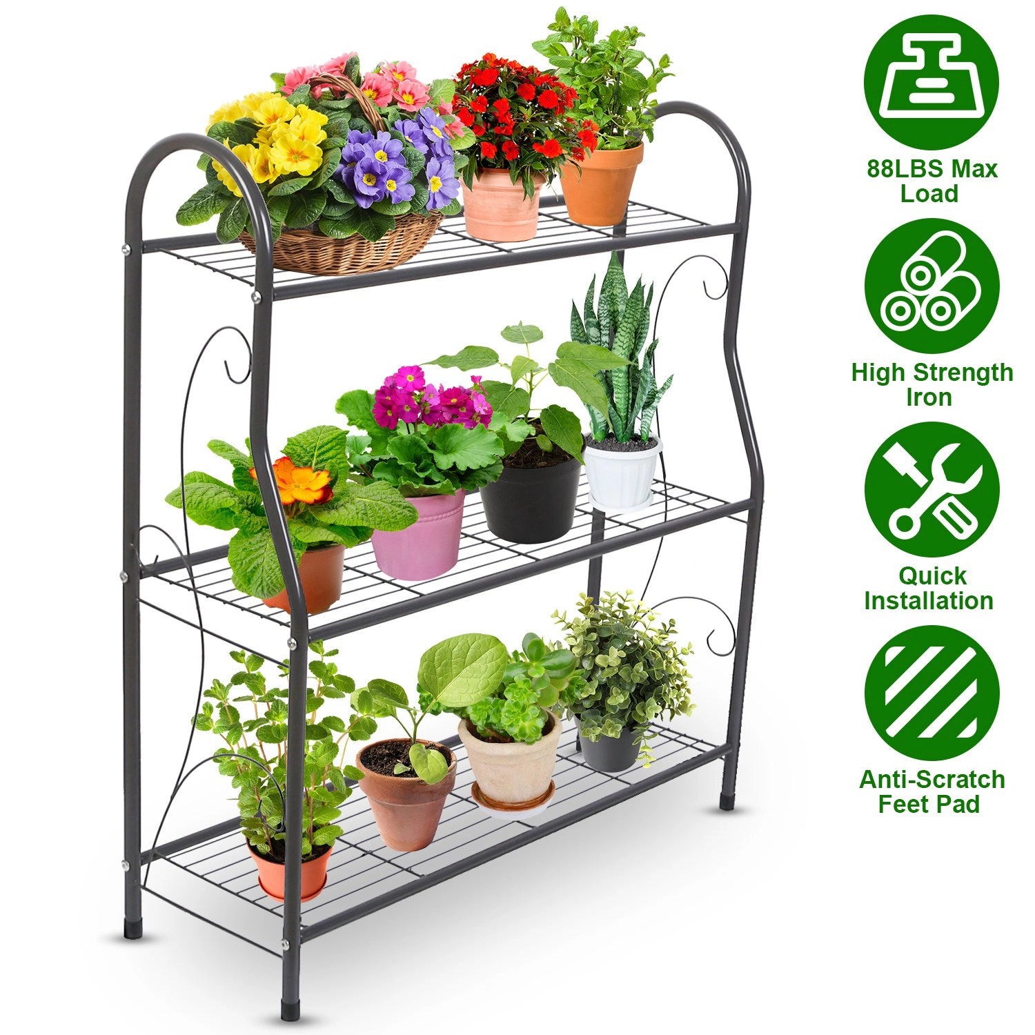 GBruno 3-Tier Metal Plant Stand Shelf Rack