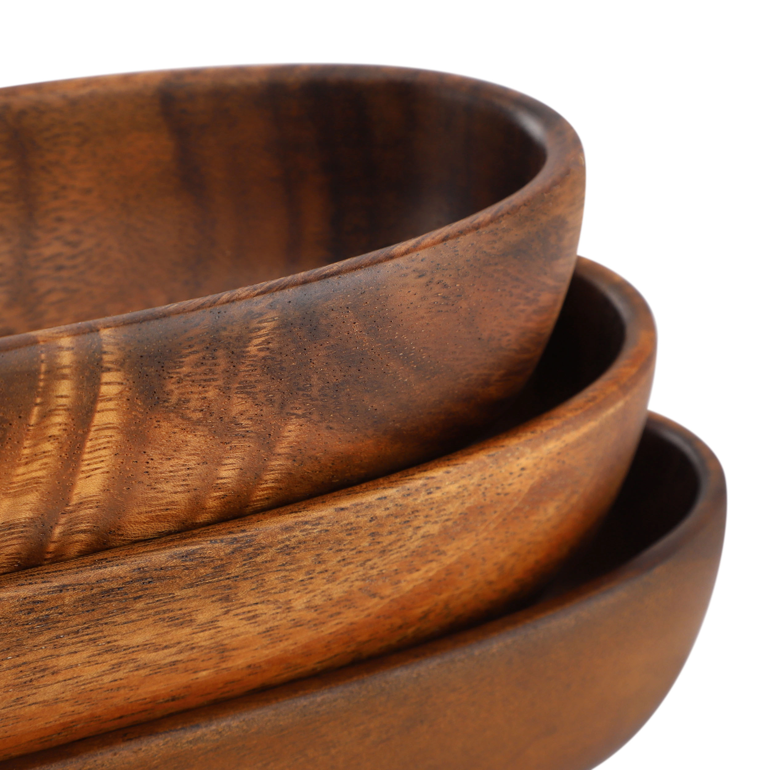 MegaChef 3 Piece Acacia Wood Oval Serving Bowls in Assorted Sizes