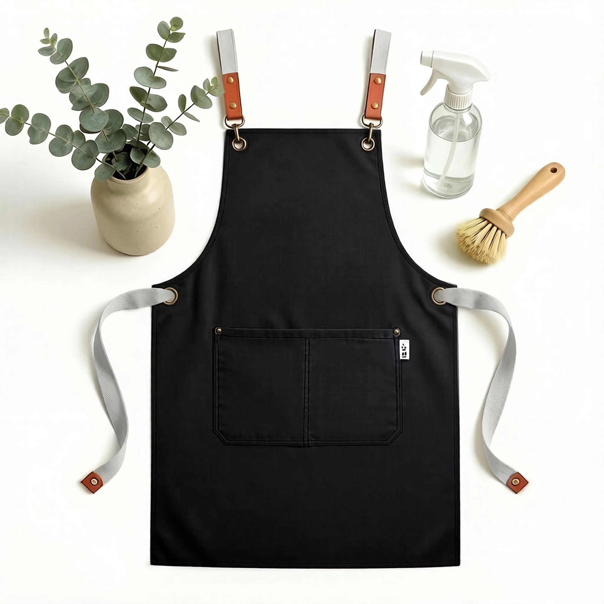 Alilang Women Canvas Utility Apron with Straps Cross Back Design for Kitchen Cafe and Artisan Work