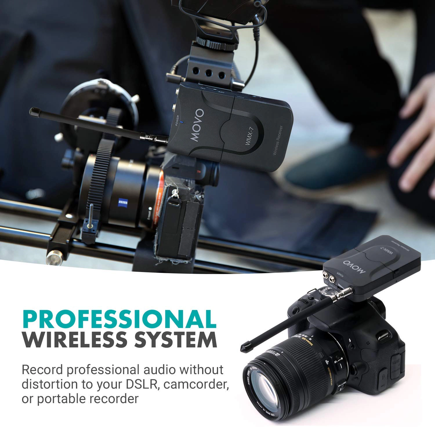 Movo WMX-7 VHF 12-Channel Wireless Lavalier Microphone System Compatible with DSLR Cameras Camcorders Smartphones