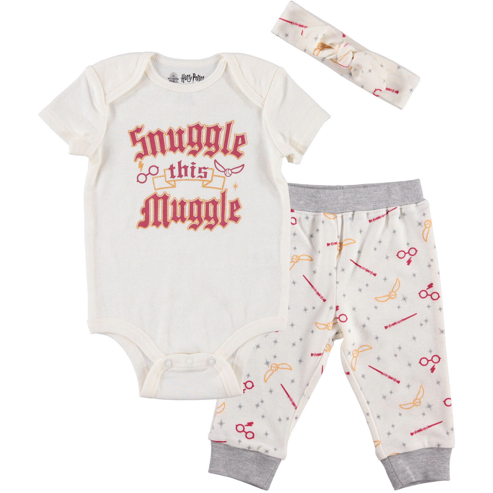 Harry Potter Baby Girls' Bodysuit Pants and Headband Set