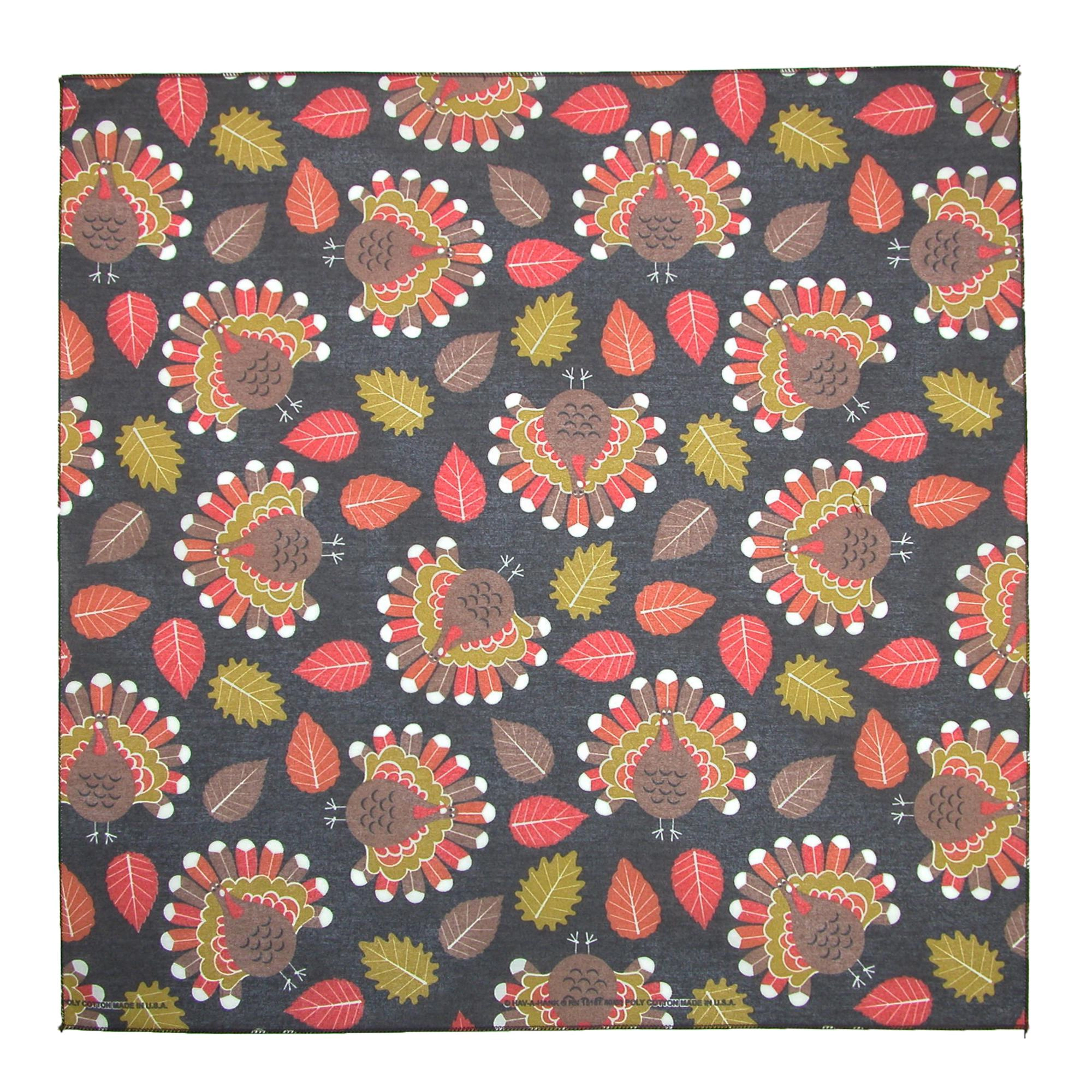 CTM Tossed Turkey Print Thanksgiving Holiday Bandana