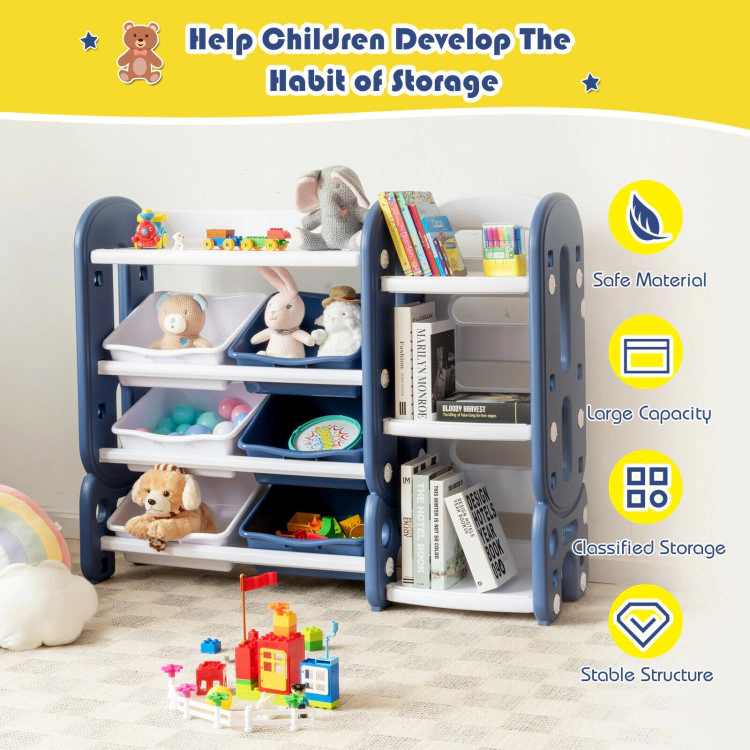 Hivvago Kids Toy Storage Organizer with Bins and Multi-Layer Shelf for Bedroom Playroom