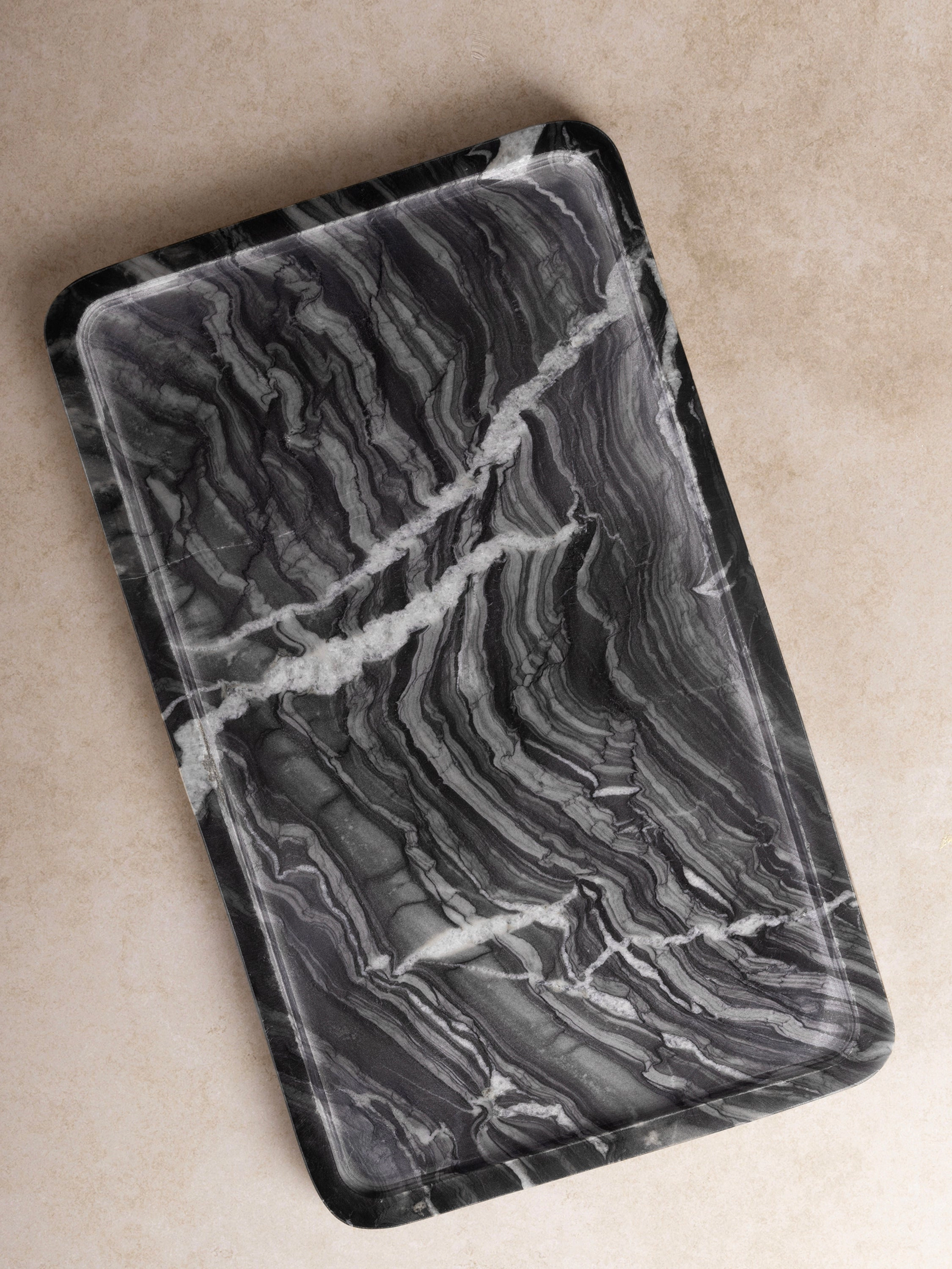 GAURI KOHLI Frontier Black Marble Tray