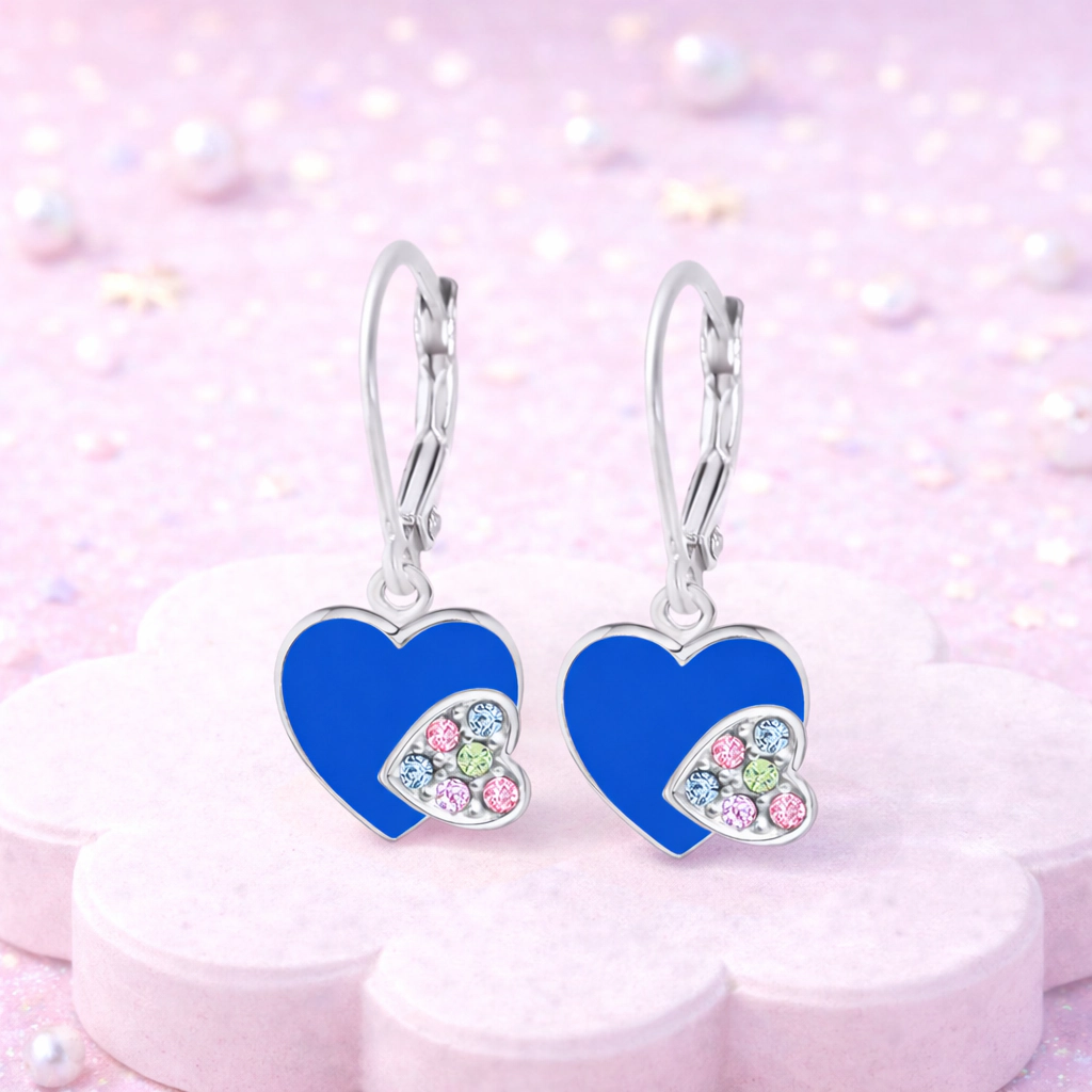 CHANTEUR Kids Sterling Silver Leverback Heart Earrings - Hypoallergenic Girls Jewelry