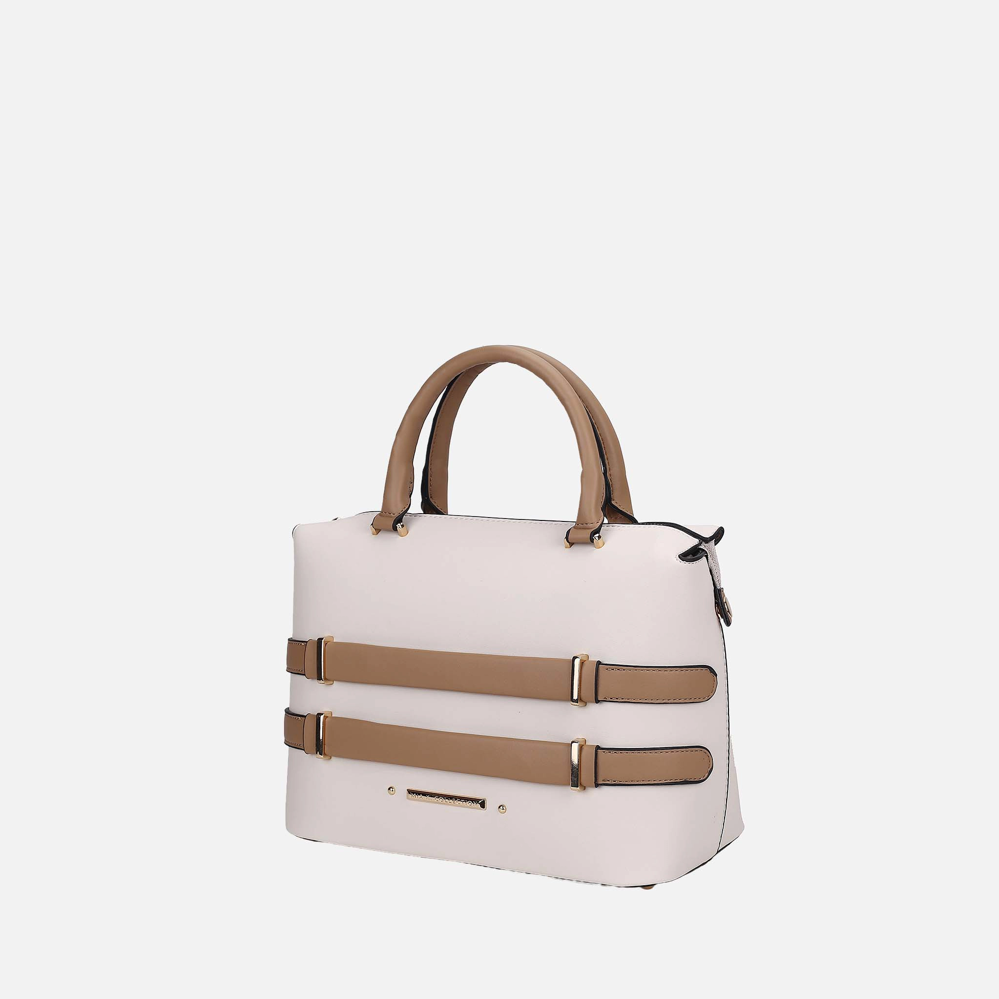 Mia K Collection Faux Leather Tote Bag, Gold-Tone Hardware, Zipper Closure