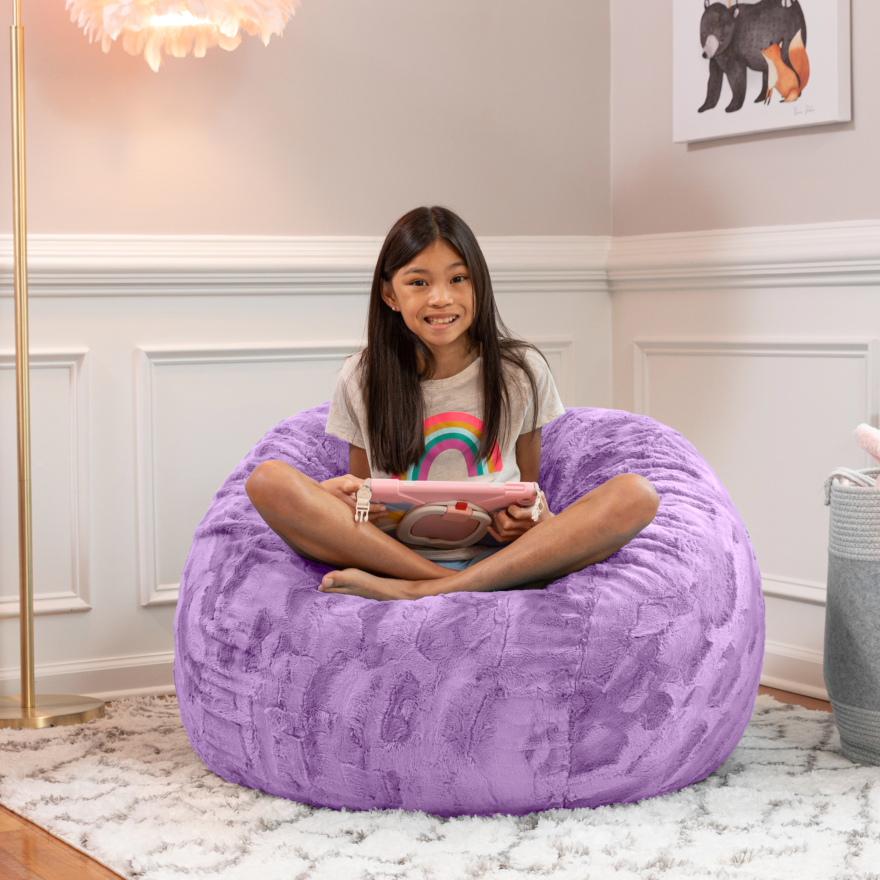 Jaxx Saxx 3 Foot Bean Bag Chair - Faux Fur Fun Colors