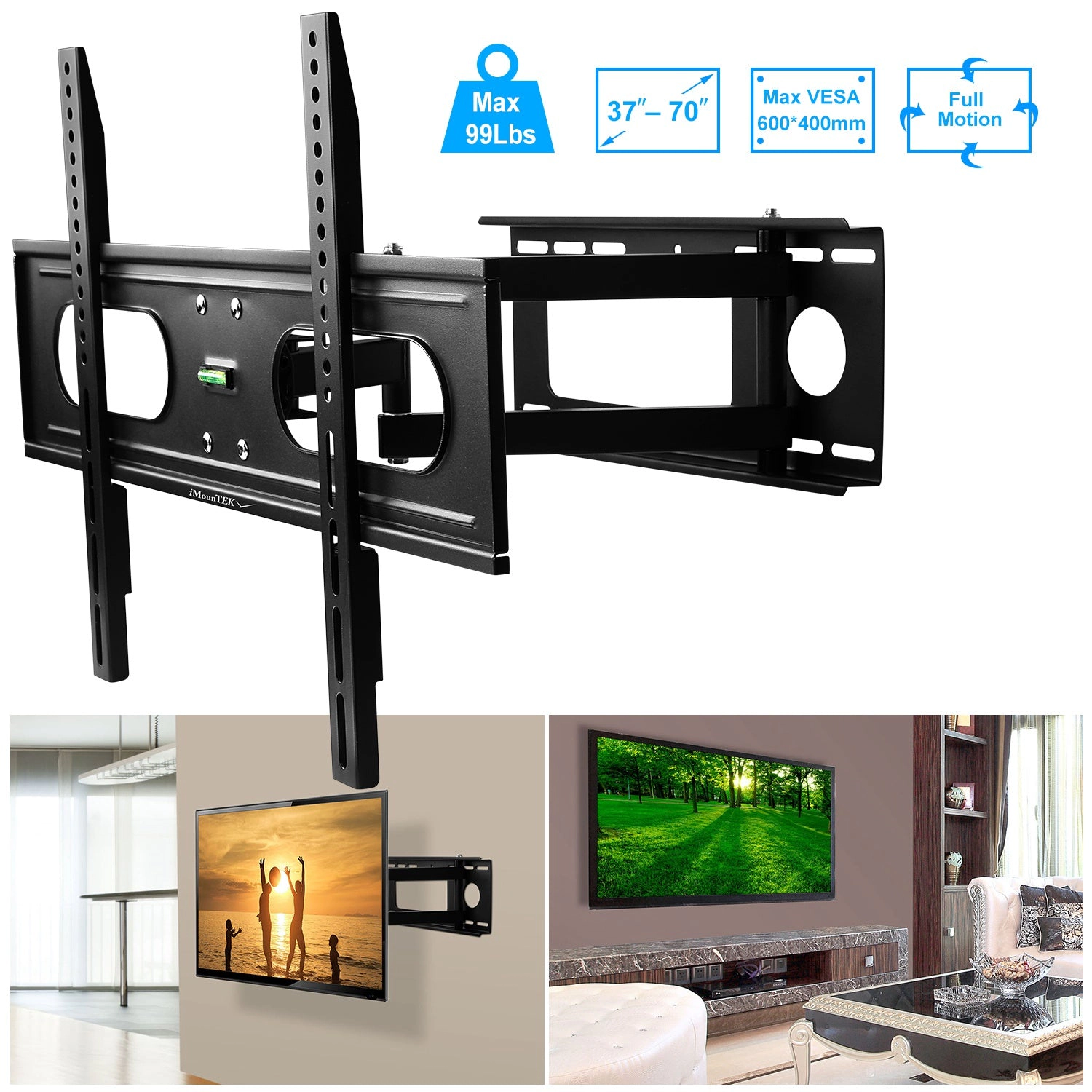 GBruno Full Motion TV Wall Mount For 37-70 Inch TVs